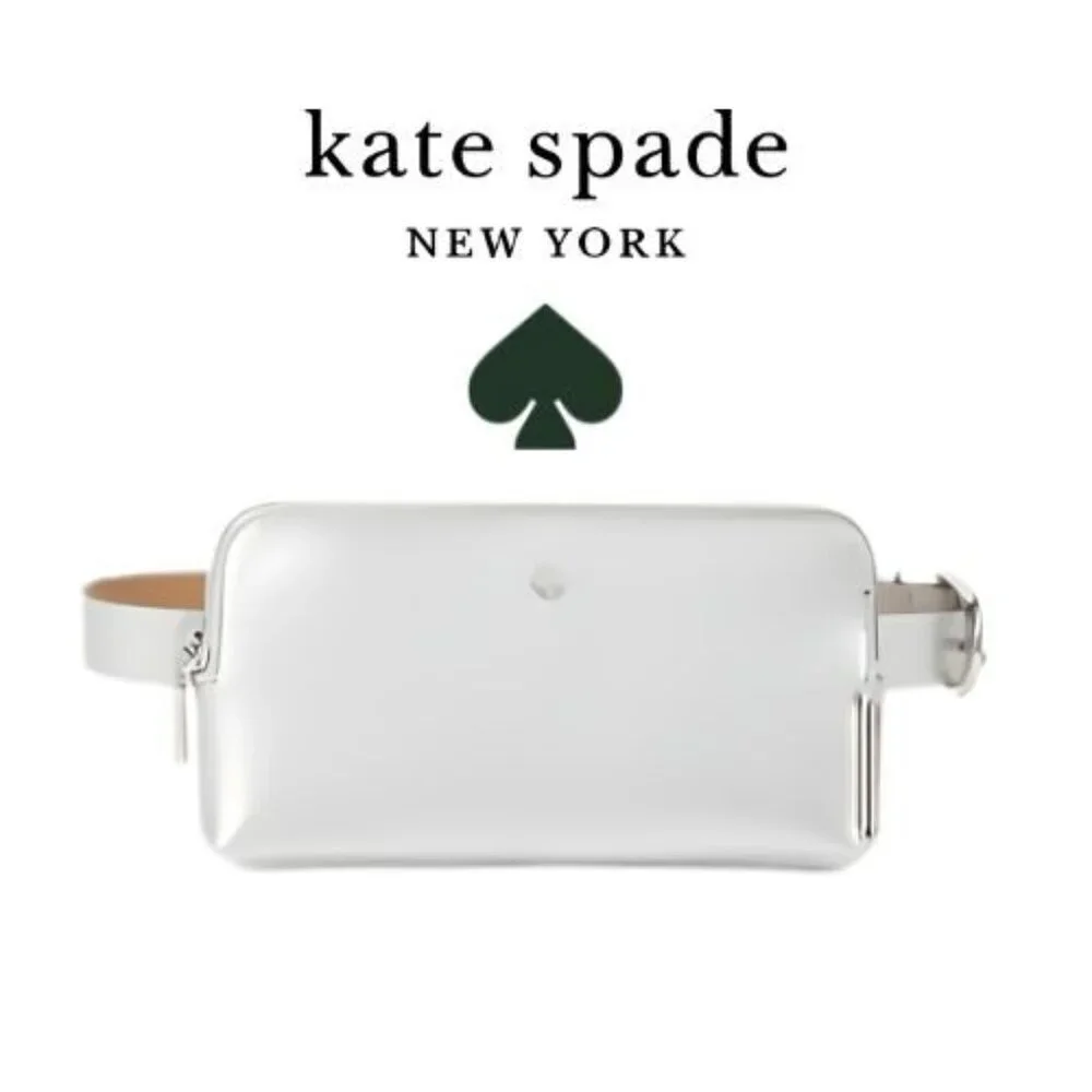 Kate Spade New York Metallic Leather Belt Bag Waist Pack Silver